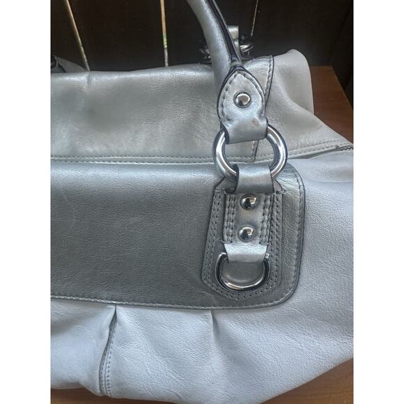 COACH Ashley F15445 Ivory Metallic Leather Convertible Satchel Shoulder Bag - Picture 10 of 12